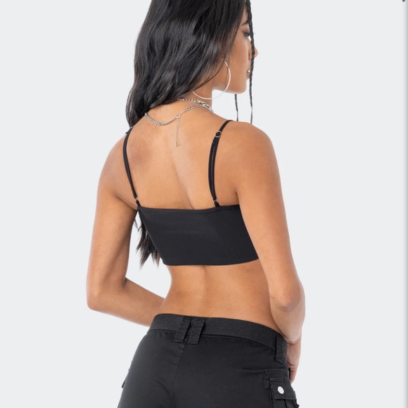 Edikted Asymmetric Ribbed Crop Top - Picture 3 of 3